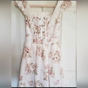NWOT Liz Lisa Cream Floral Sleeveless Lace up Dress